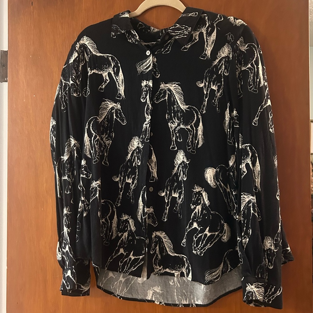 Button Down Shirt Horse Pattern